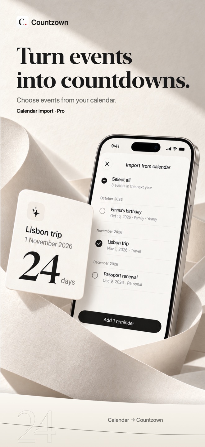 Read-only Calendar import with Countzown Pro
