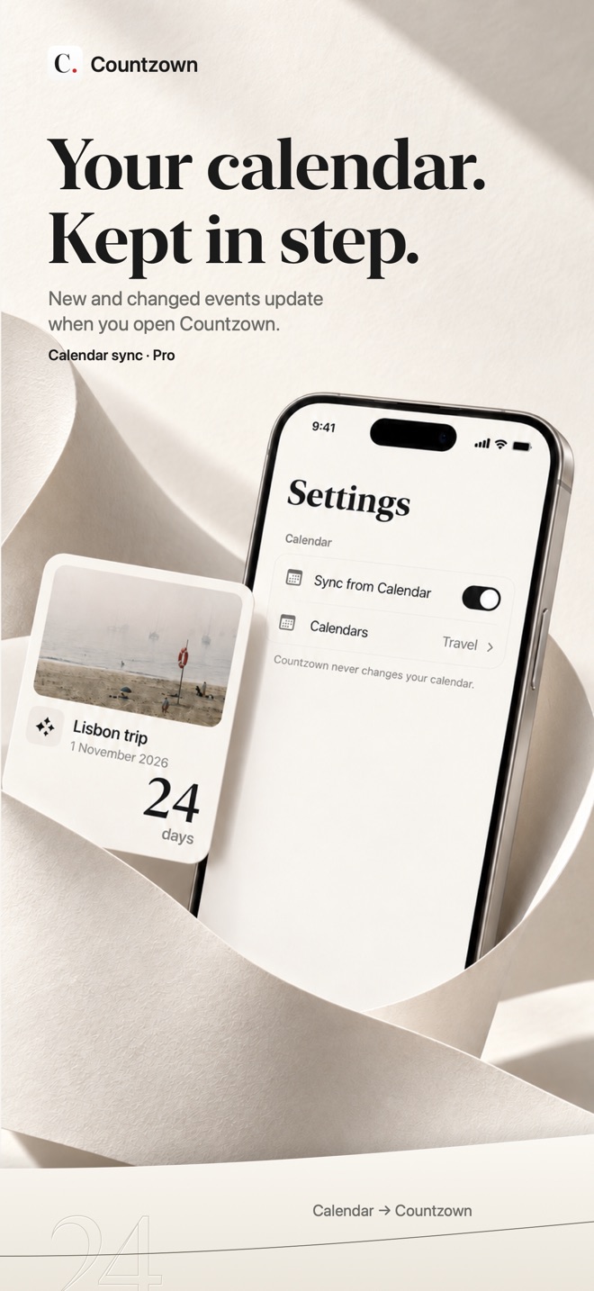 Automatic selected-calendar sync with Countzown Pro