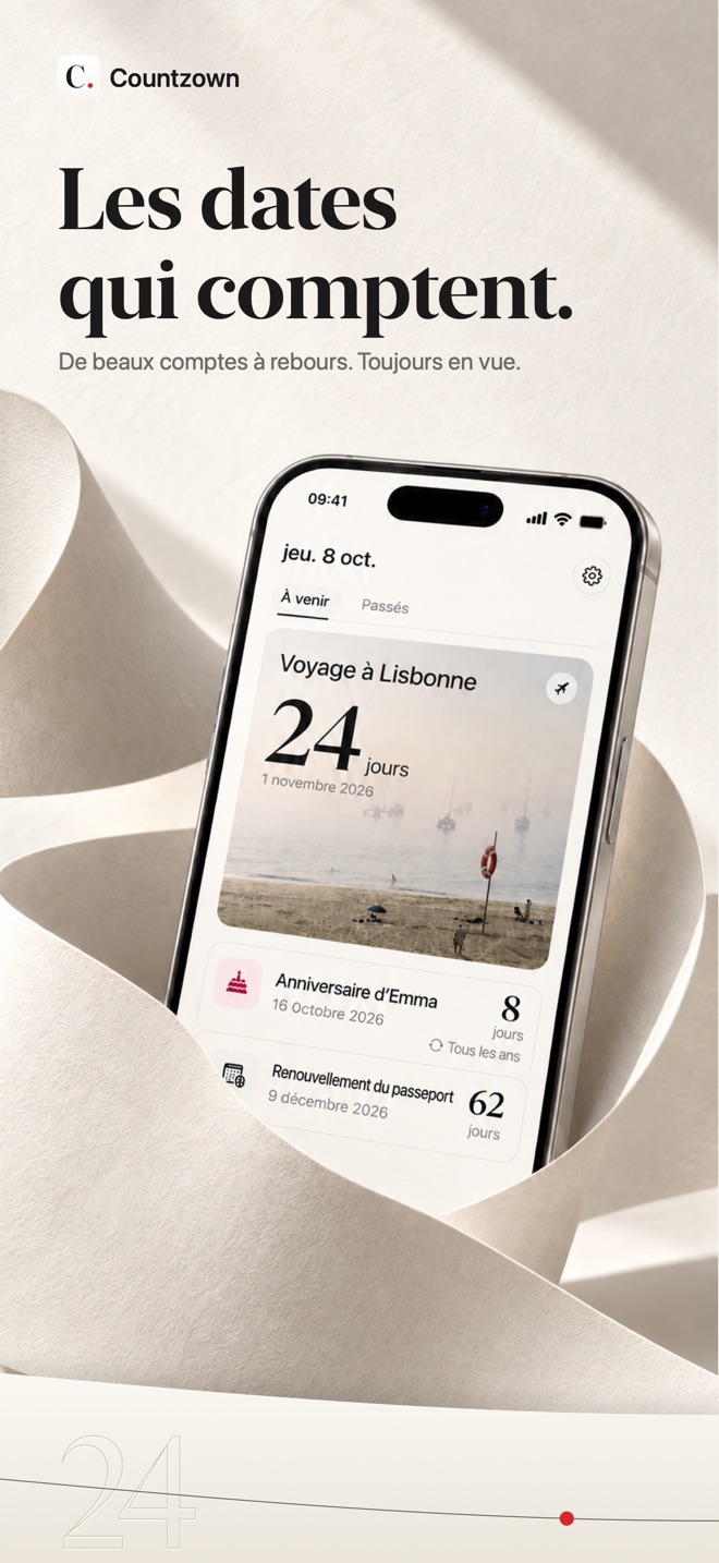 Countzown garde chaque date importante en vue